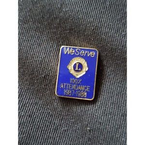 VTG‎ Lions Club 100% Attendance Lapel Hat Pin 1987 1988 We Serve Enamel B…